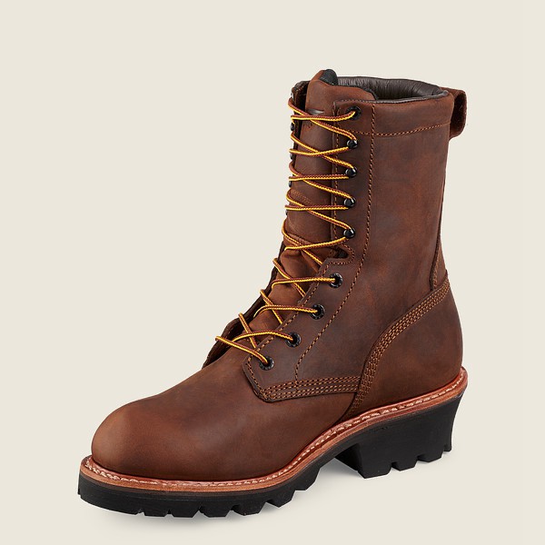 Red Wing Mens Work Boots - Loggermax - 9-inch Insulated Waterproof Soft Toe - Brown - XNG976185